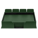 10 Seat Dark Green Leatherette Conference Room Set w/ Square Coasters